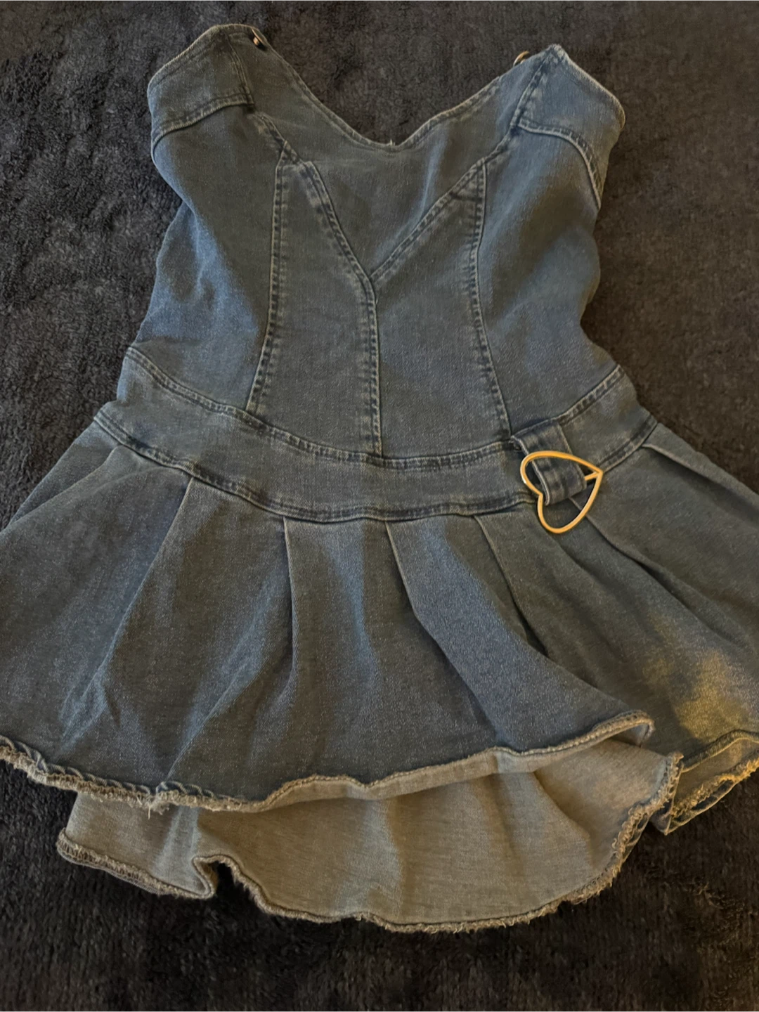 Denim Mini Dress with Heart Detail - photo 2