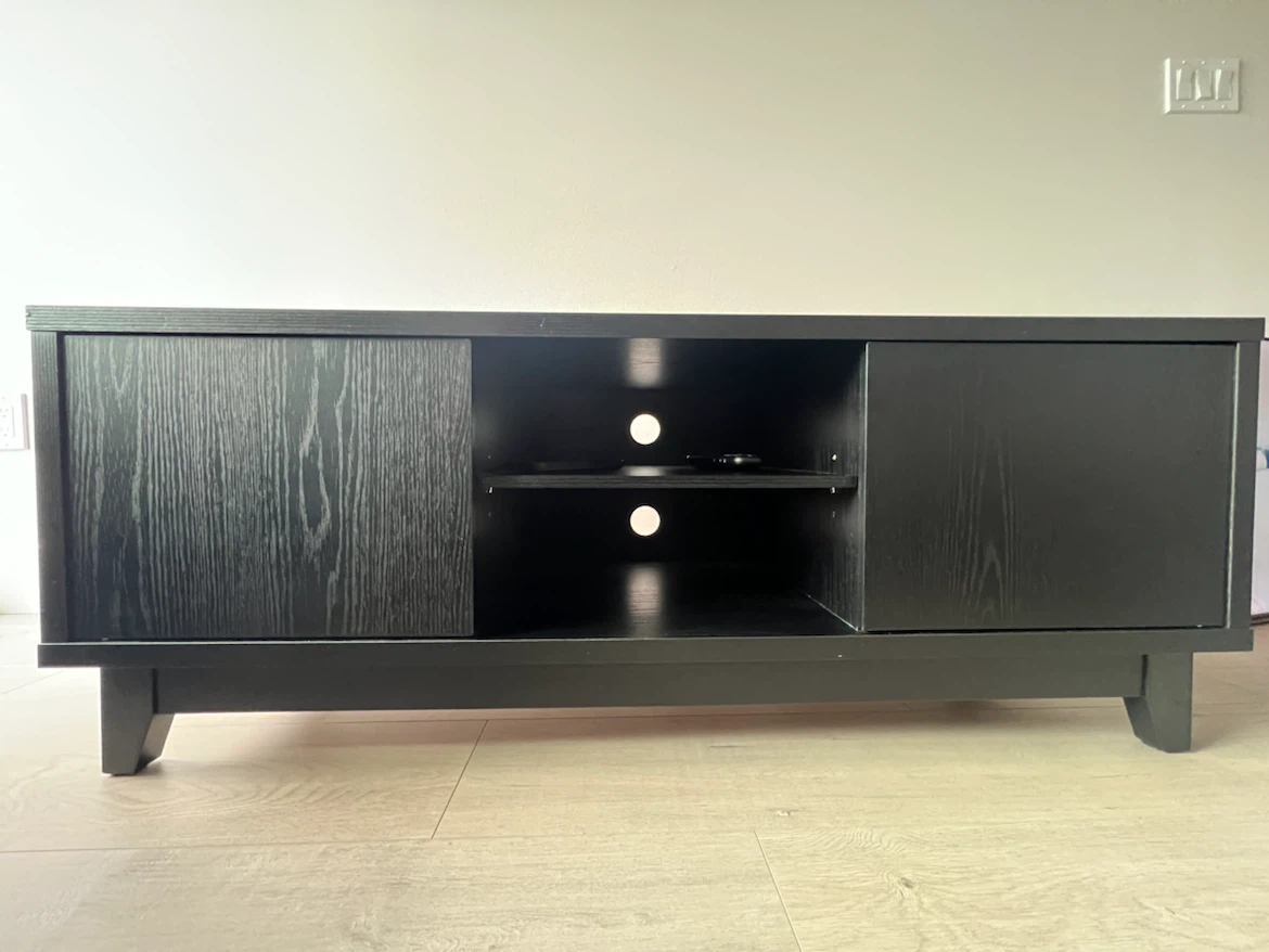 Black TV Stand with Sliding Doors