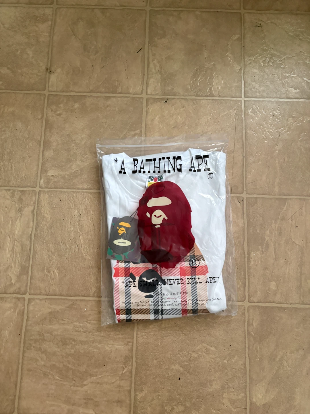 White bape x burburry T-shirt