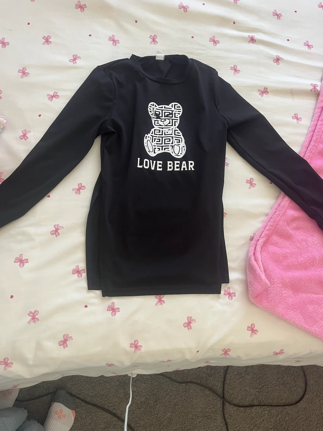 SHEIN Black Long Sleeve "Love Bear" Shirt - Size 10Y