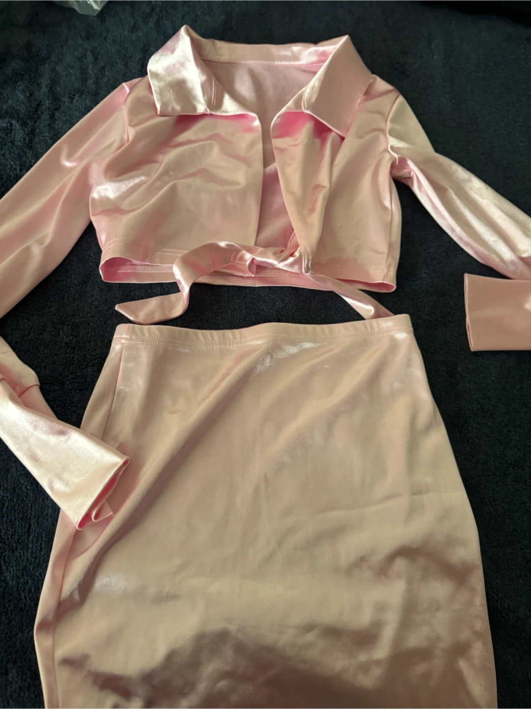 Pink Satin Skirt and Top Set - photo 2