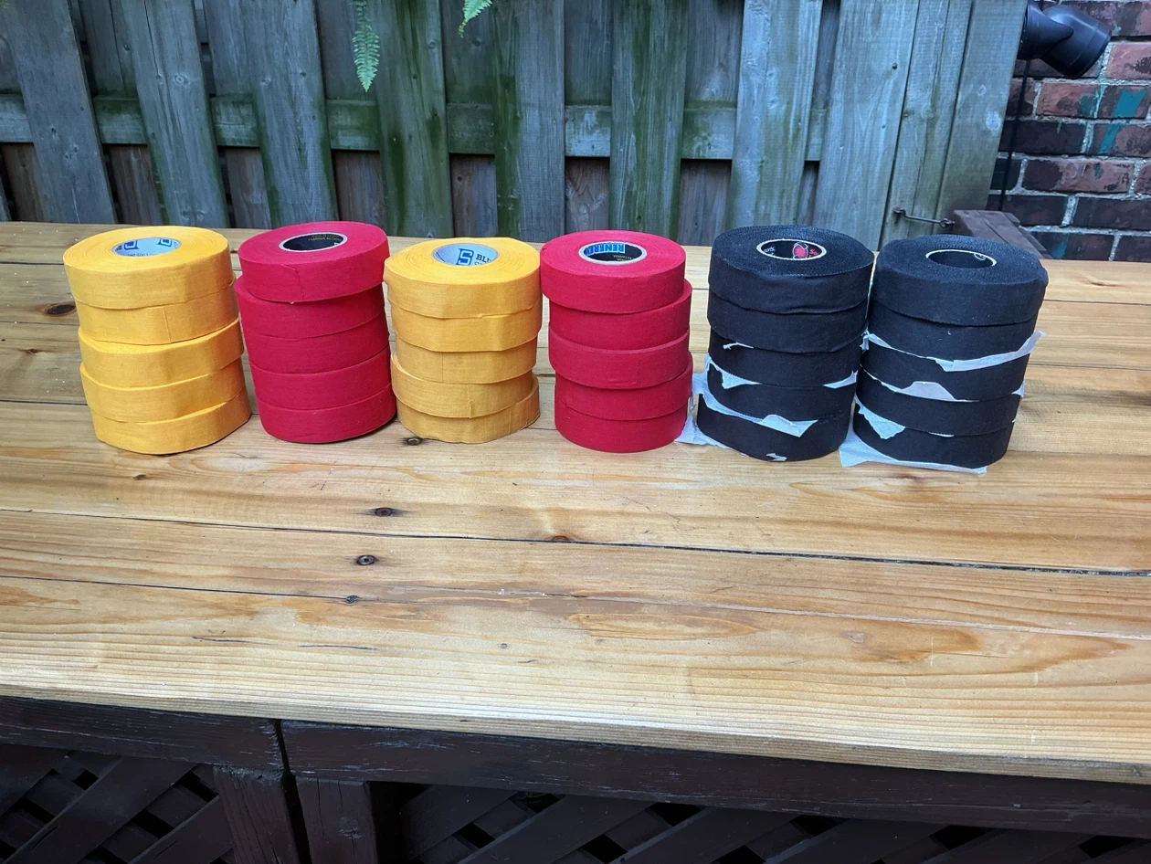 30 Rolls of Sports Hockey Tape - Red Yellow & Black !
