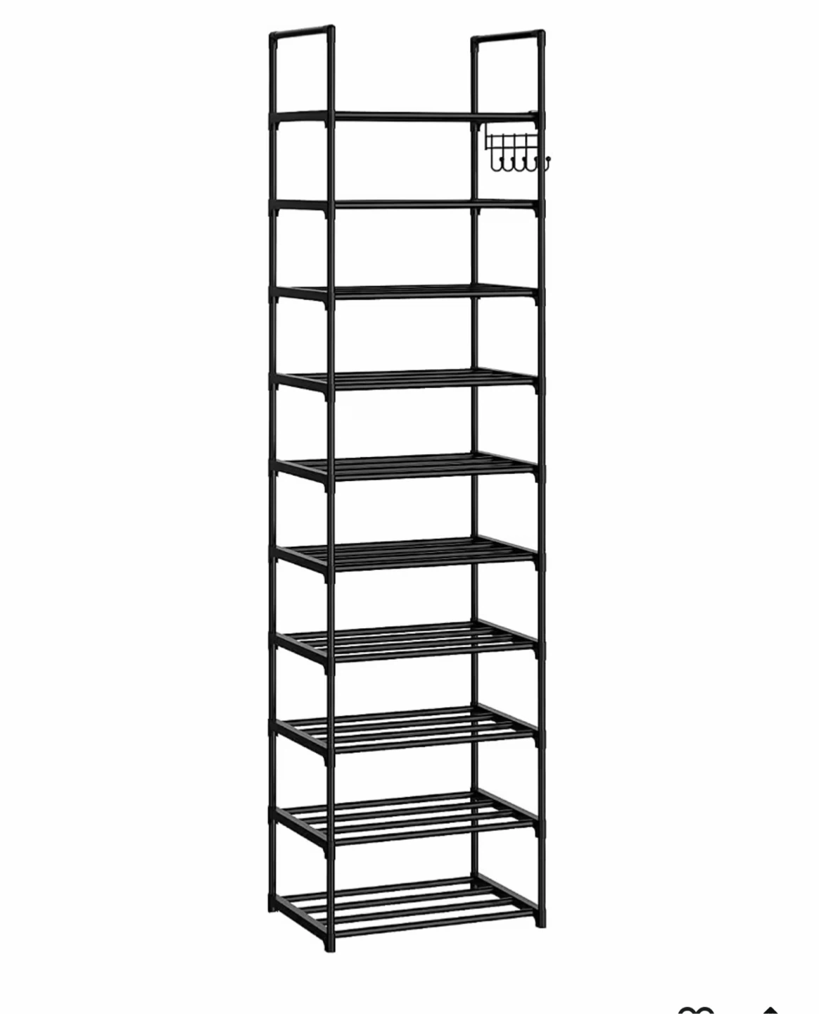 10-Tier Black Shoe Rack