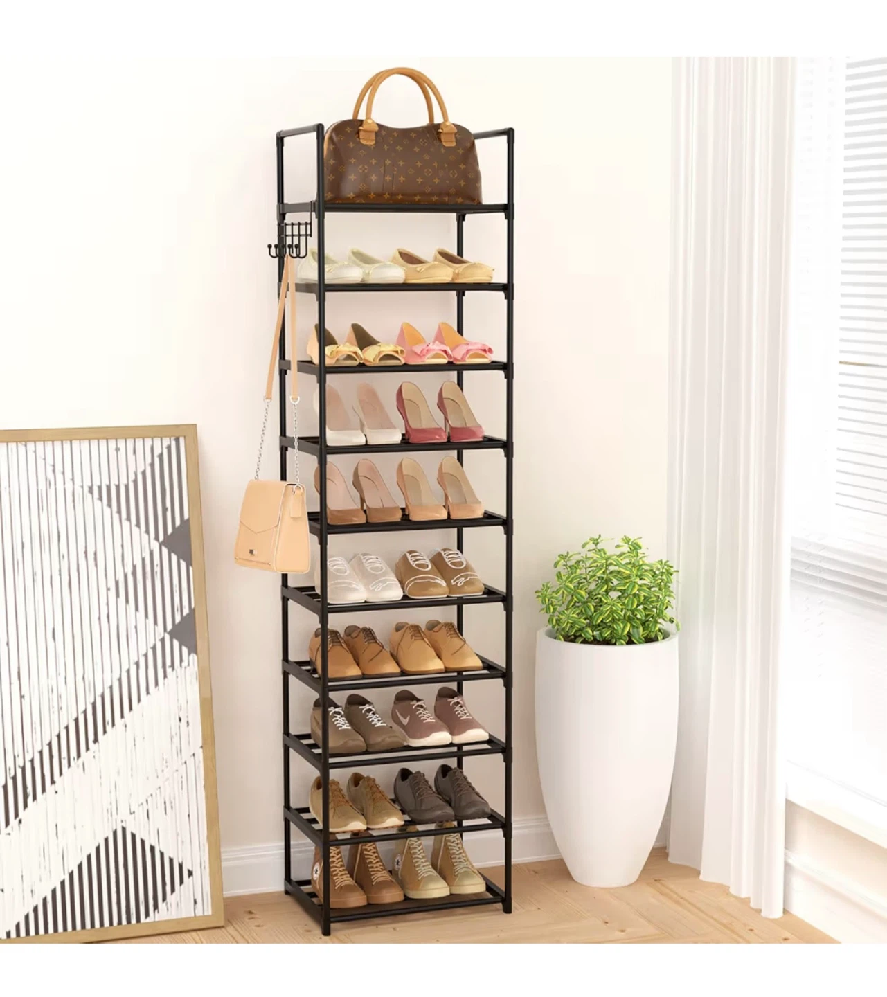 10-Tier Black Shoe Rack - photo 2