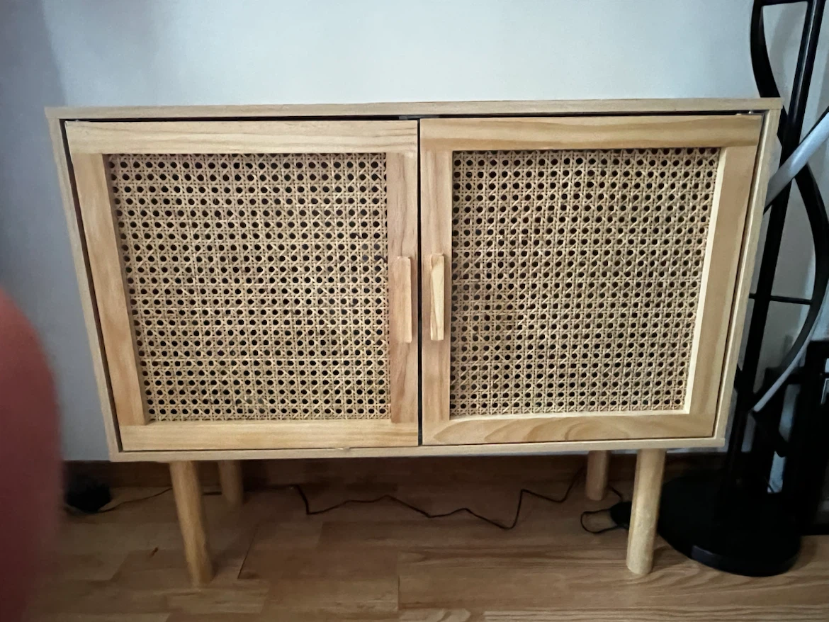 Wooden Cabinet with Rattan Doors