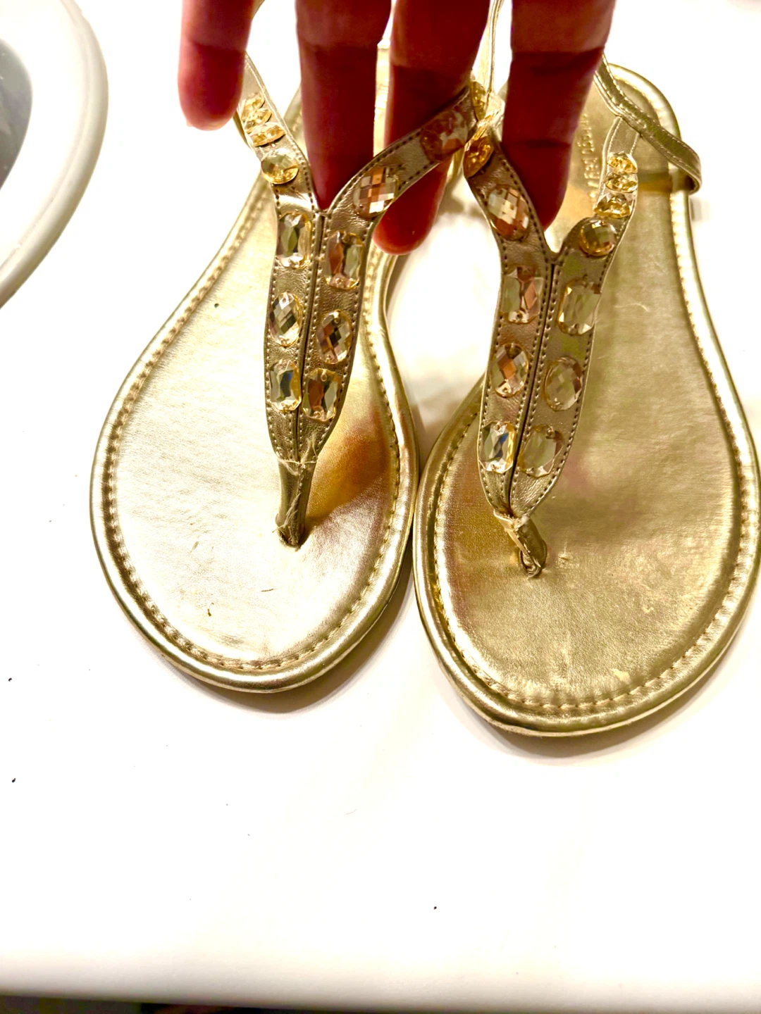 Cute Montage Bay Club Gold Embellished Thong Sandals Size 11