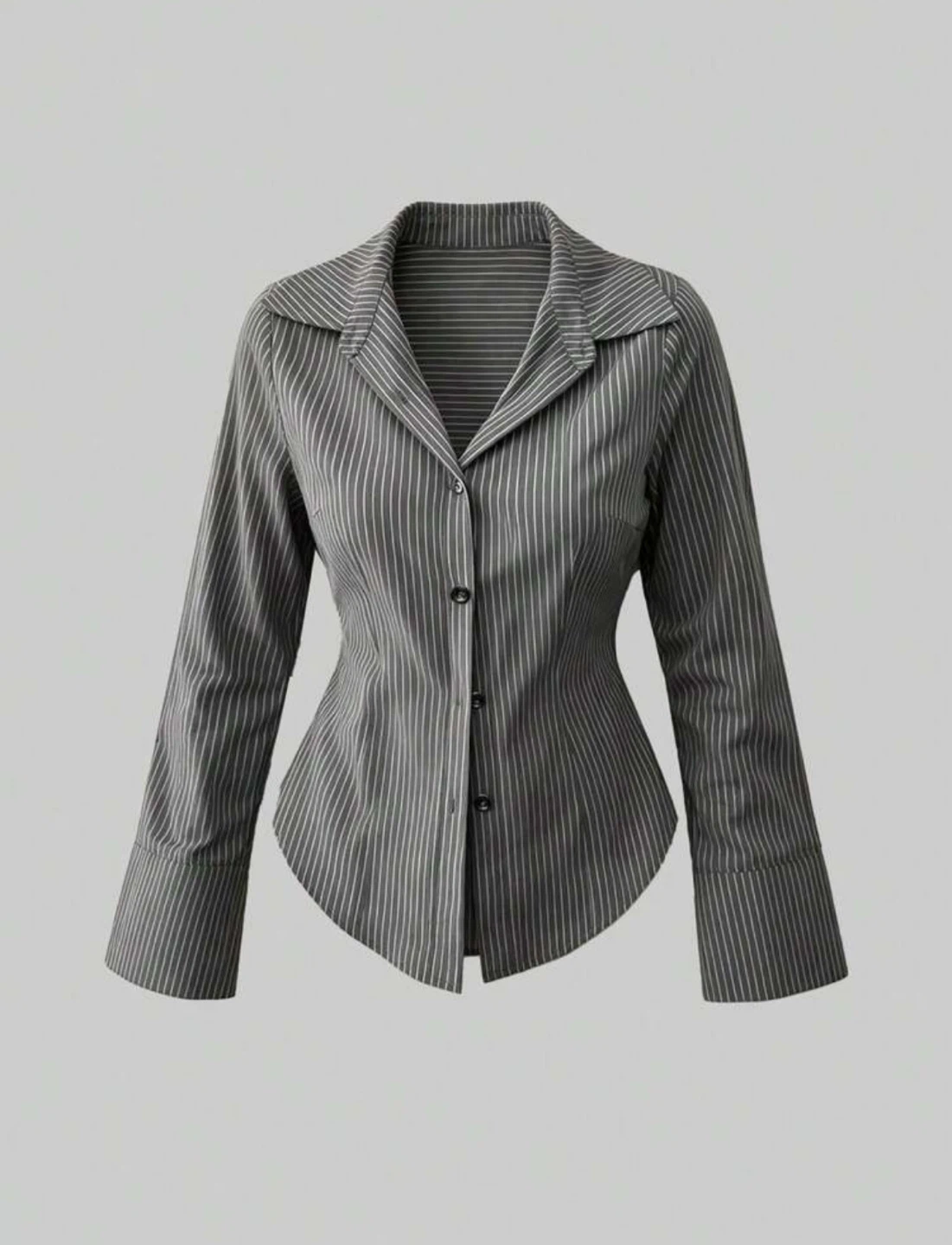 Striped Button-Down Blouse - XS