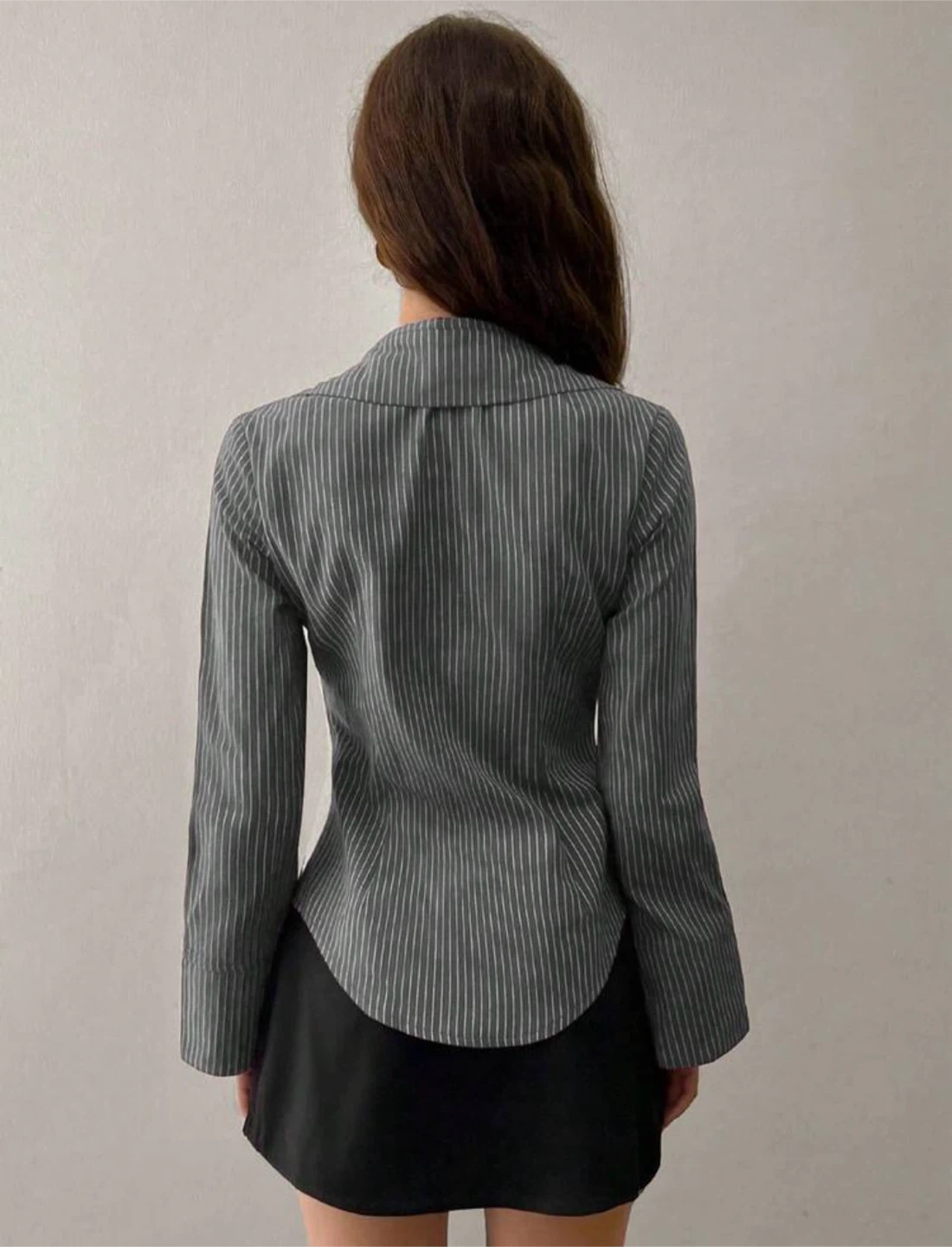 Striped Button-Down Blouse - XS - photo 2
