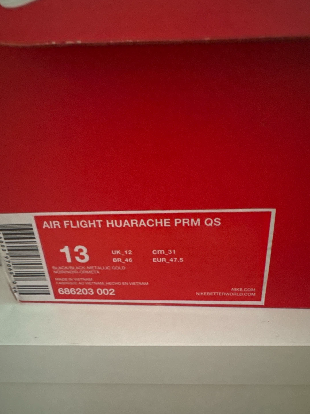 Nike Air Flight Huarache PRM QS Black Gold Size 13 - photo 3