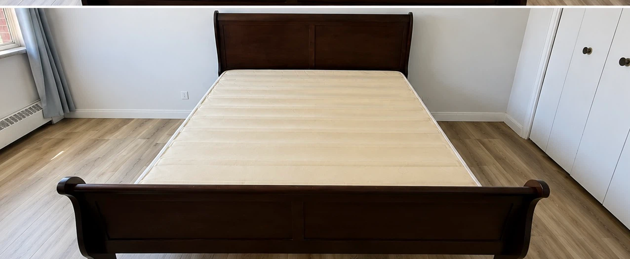 Queen Bed with mattress box and 2 nightstands on sale
