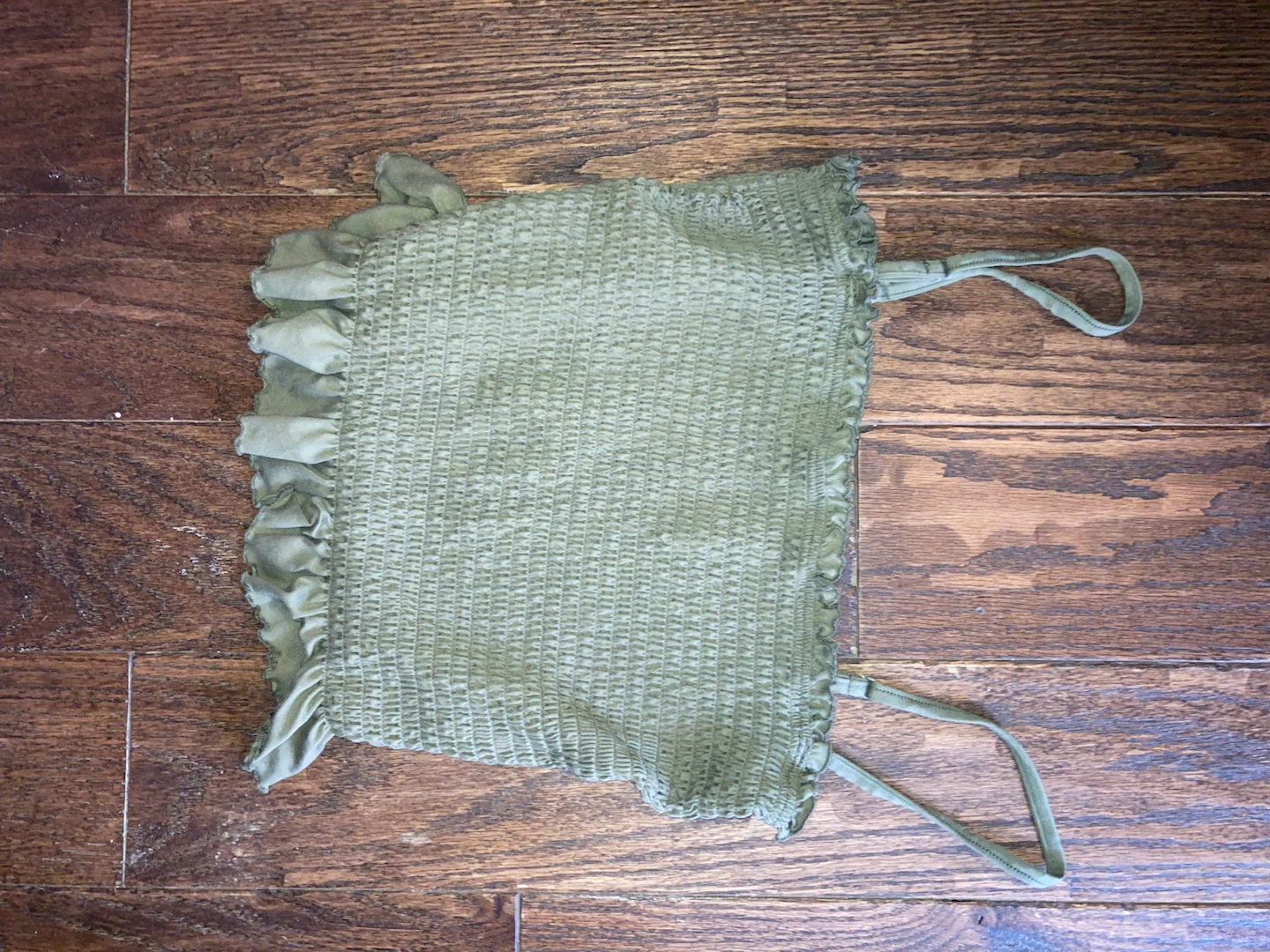 Green Smocked Crop Top