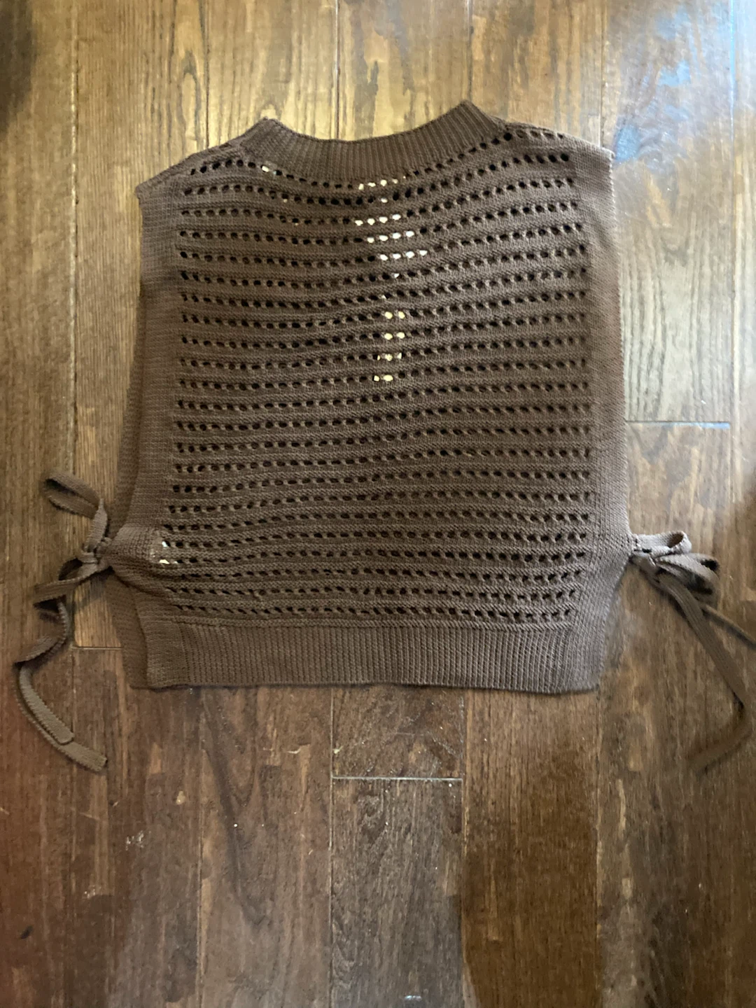 Brown Crochet Knit Sweater Vest