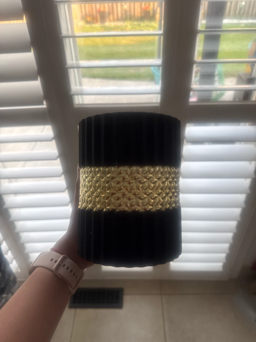 Black & Gold Textured Planter / Decorative Vase