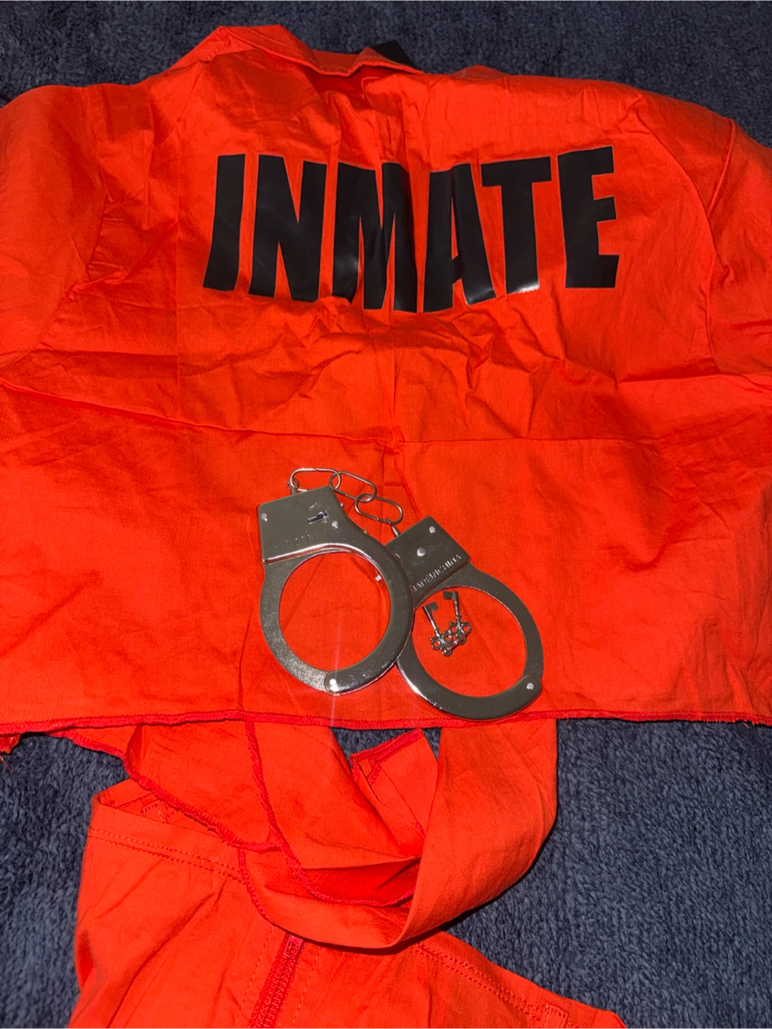Orange Inmate Costume with Belt and Handcuffs