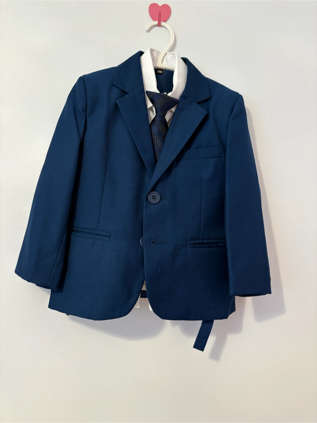 Boys Navy Blue Suit with Tie and Shirt - 24M
