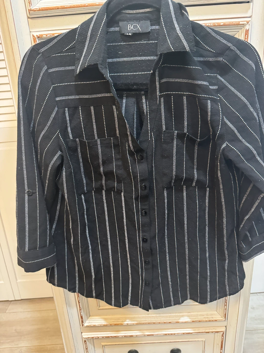 BCX Black Striped Button-Up Shirt - photo 2