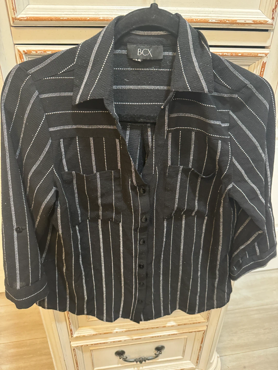 BCX Black Striped Button-Up Shirt - photo 3