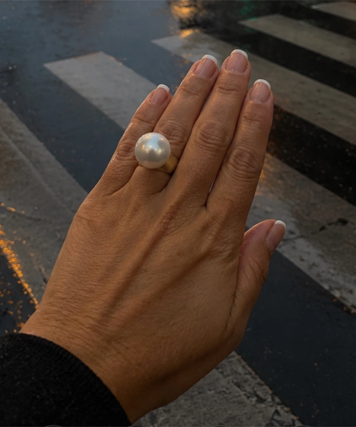 Large Faux Pearl Statement Ring