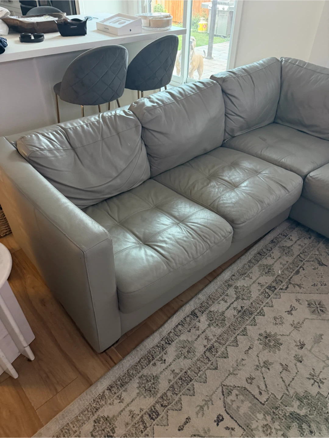 Grey Leather Sectional Sofa