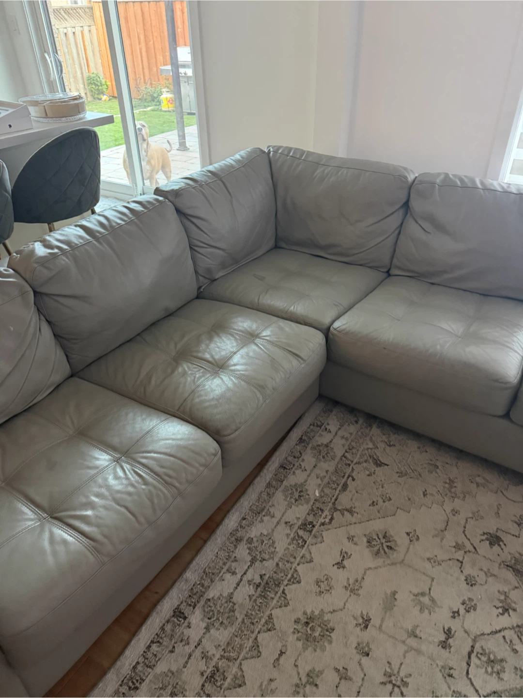 Grey Leather Sectional Sofa - photo 2