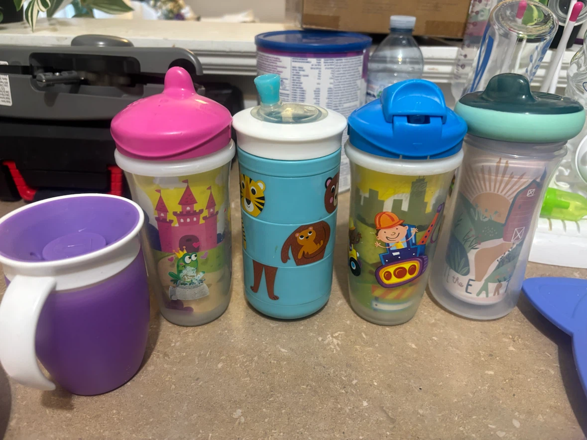 Toddler Sippy Cups, Bowls, and Utensils Set