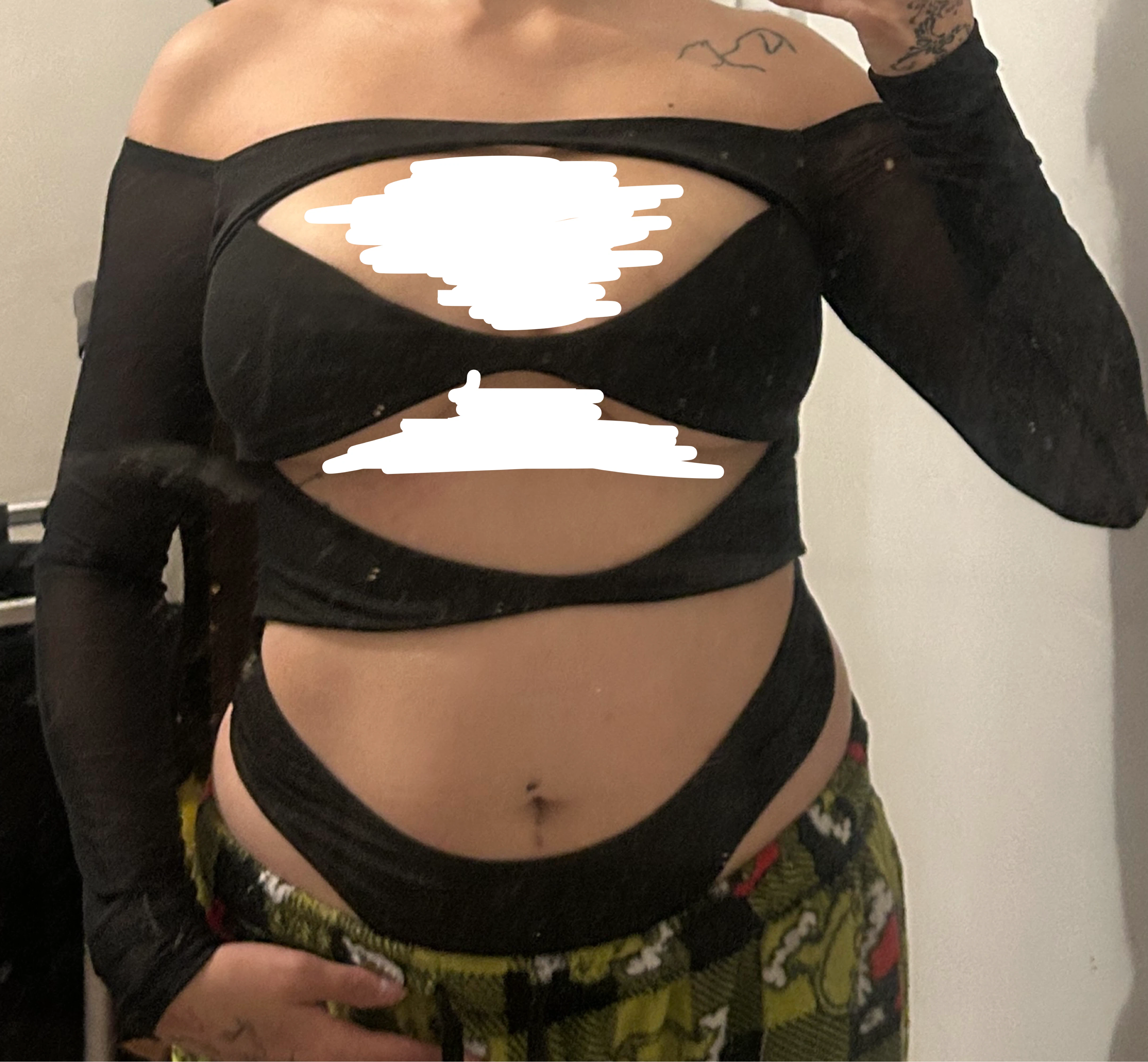 Black Mesh Sleeve Cut-Out Bodysuit - photo 2