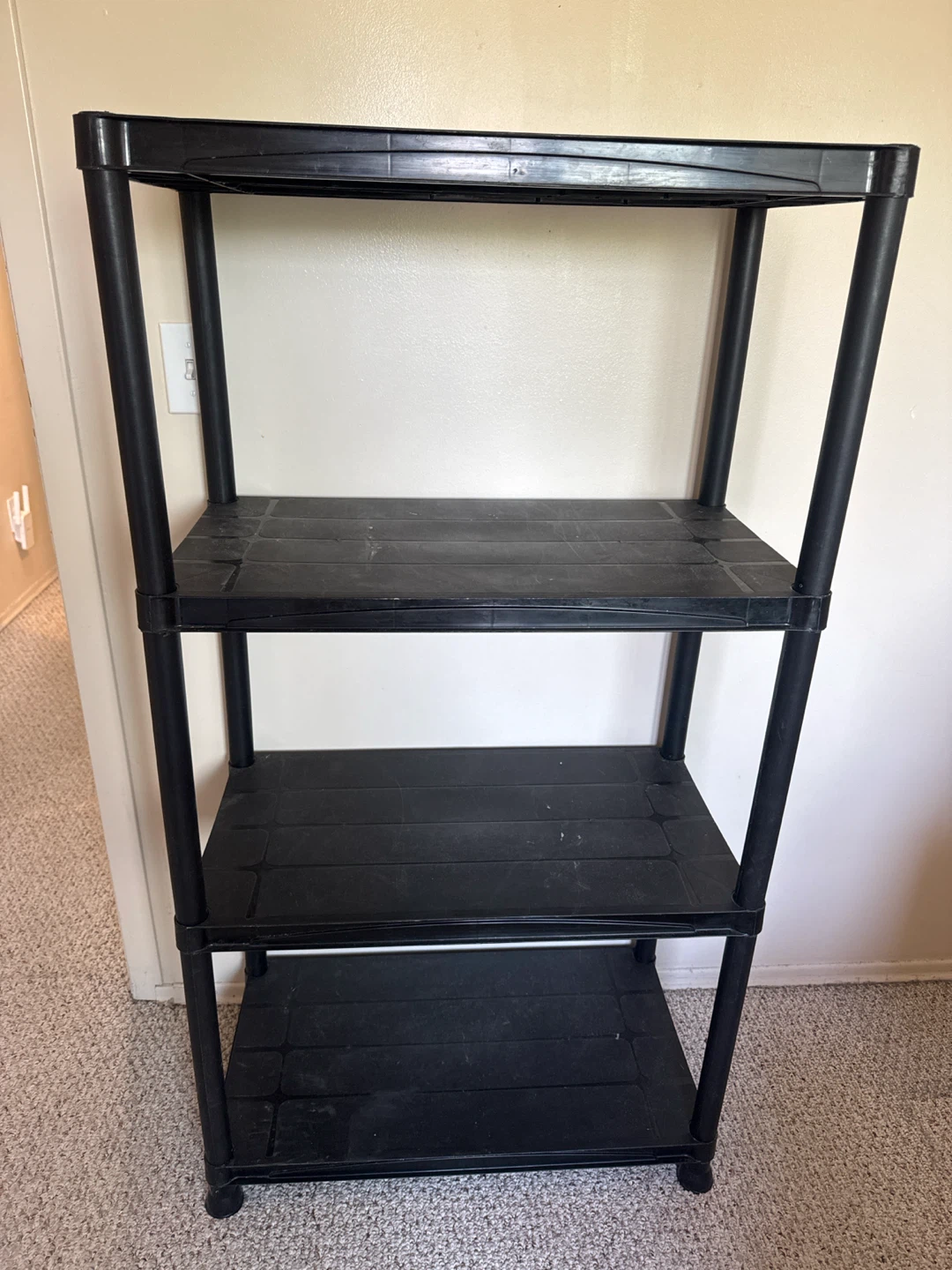 Black 4-Tier Plastic Shelving Unit