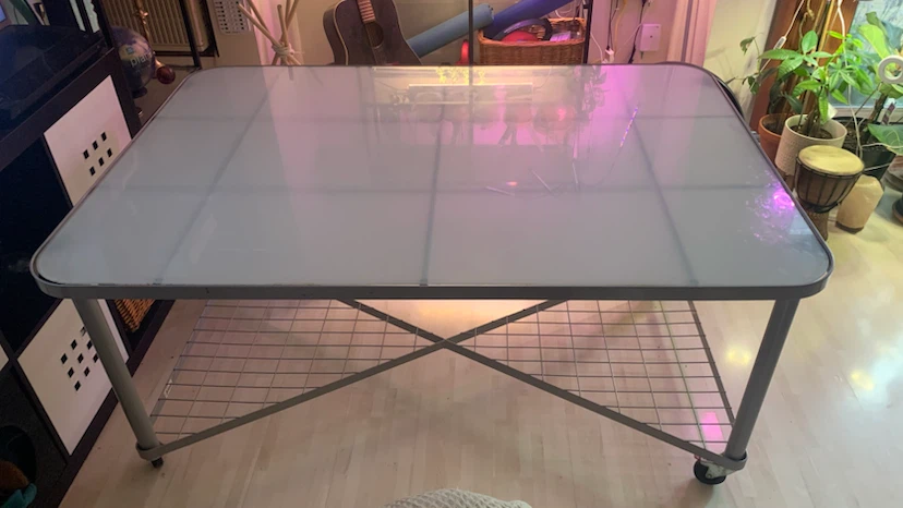 Glass Top Table with Wheels
