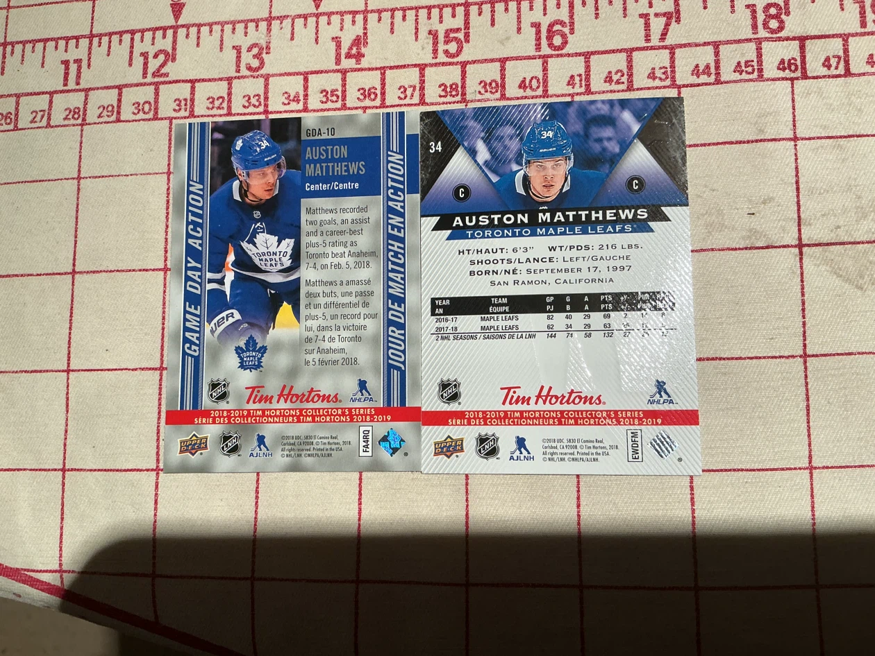 2 Upper Deck Tim Hortons 2028-19 SUSTON MATTHEWS Hockey Cards - photo 4