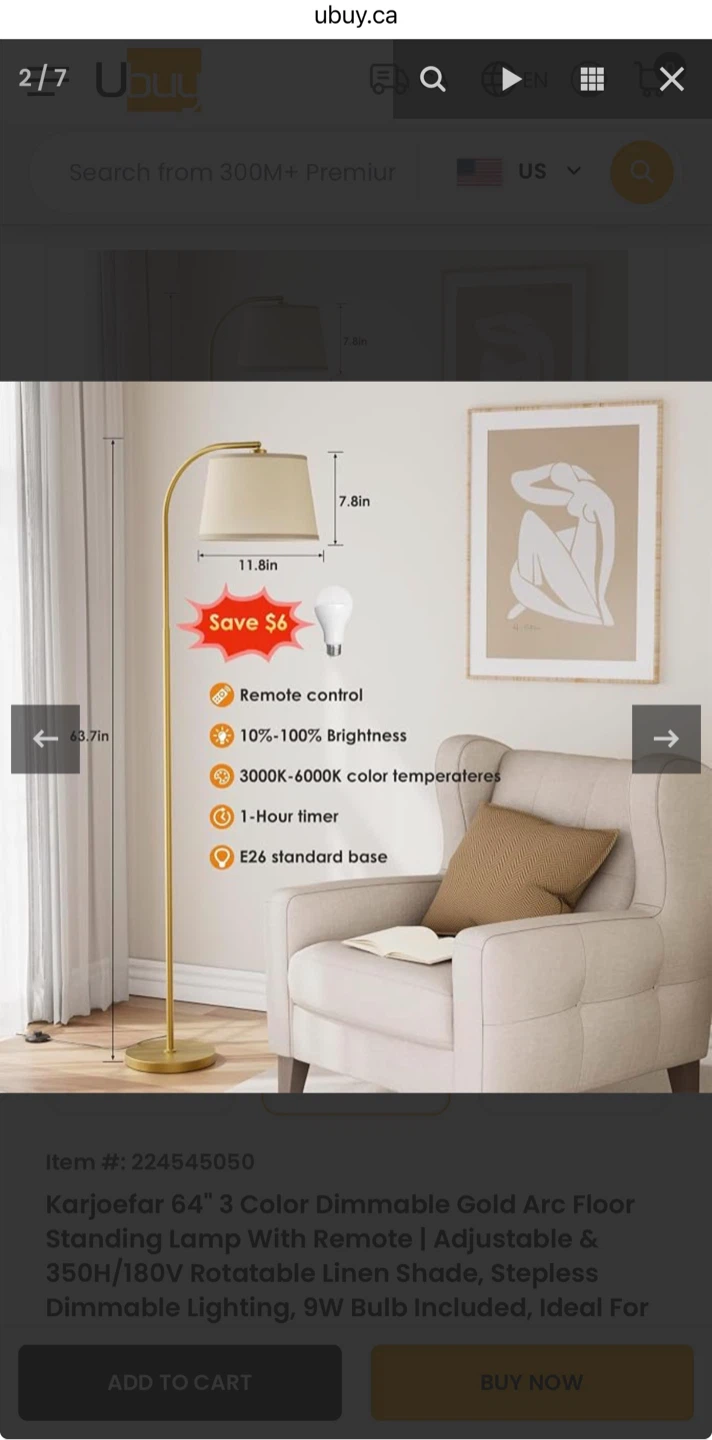 Karjoefar Gold Arc Floor Standing Lamp - photo 2