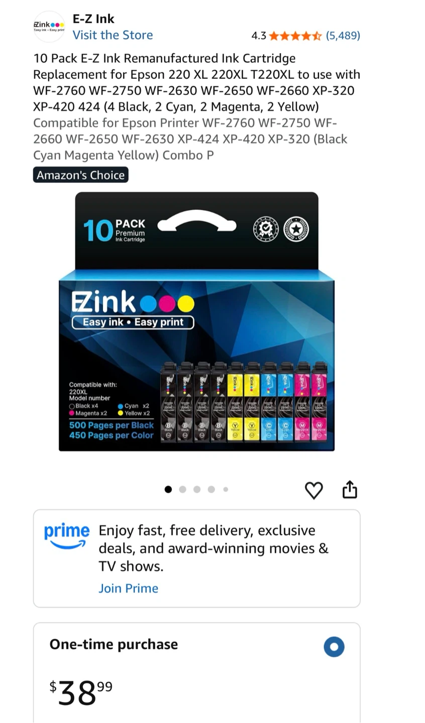 E-Z Ink 220XL Ink Cartridge 10 Pack for Epson - photo 4