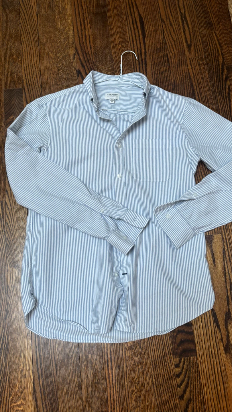 Club Monaco Classic Oxford Slim Fit Striped Button-Up Shirt