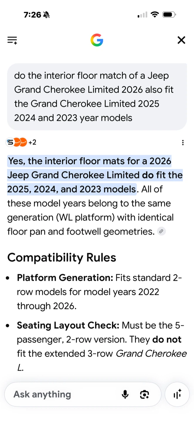 Jeep Grand Cherokee Interior Floor Mats (2022-2026) - photo 3