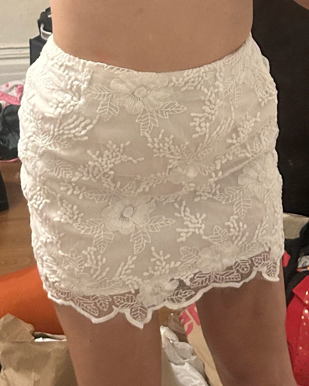 White Lace Mini Skirt