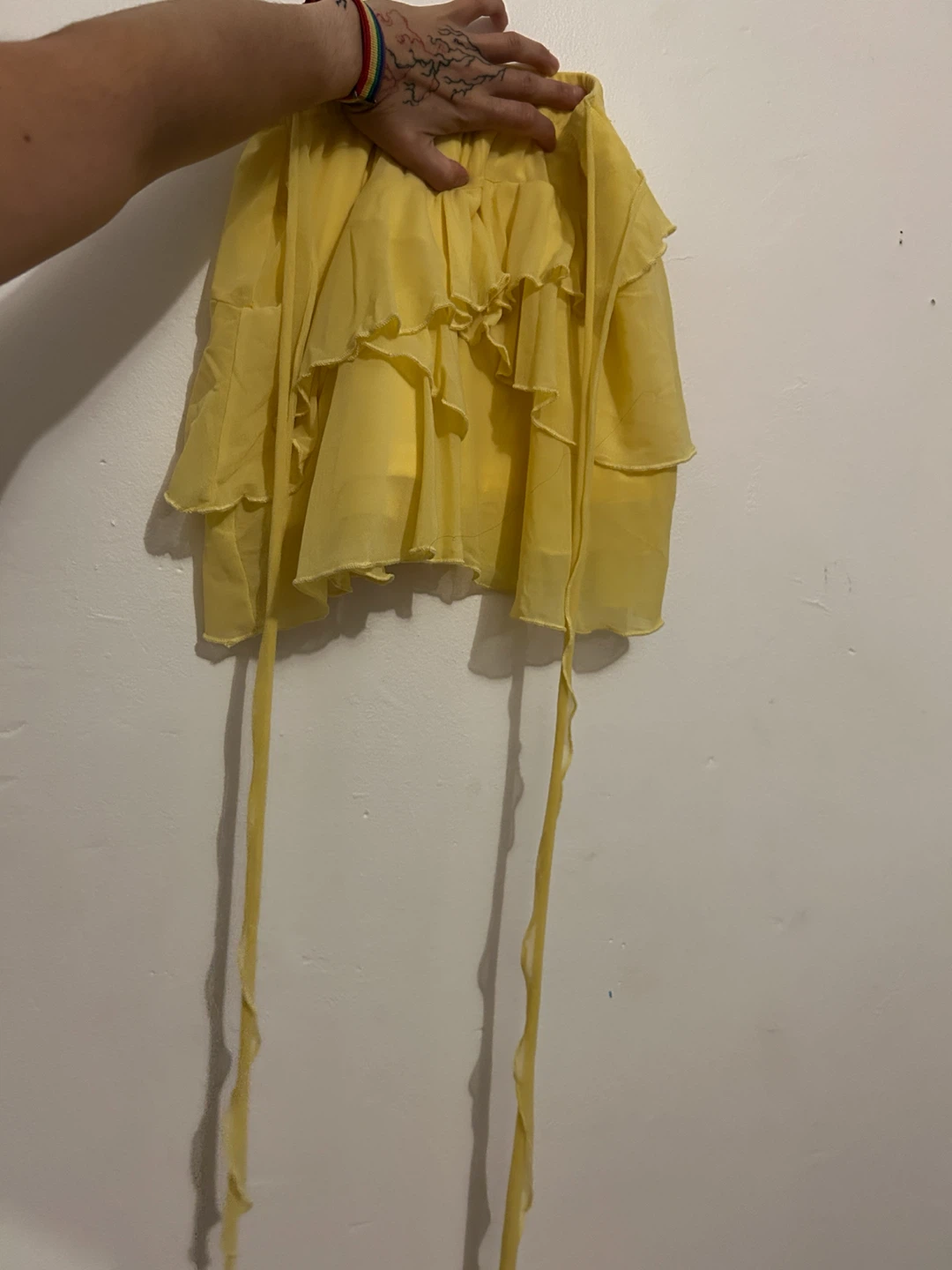 Yellow Ruffled Mini Skort