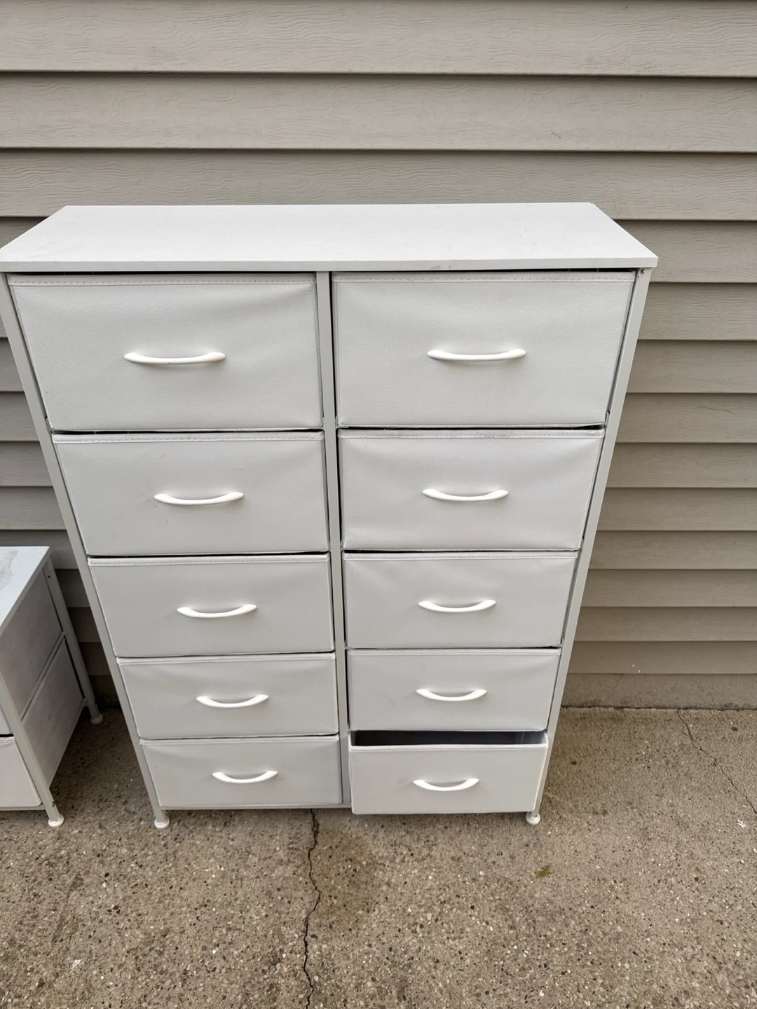 White Fabric Drawer Dresser with Nightstand - photo 2