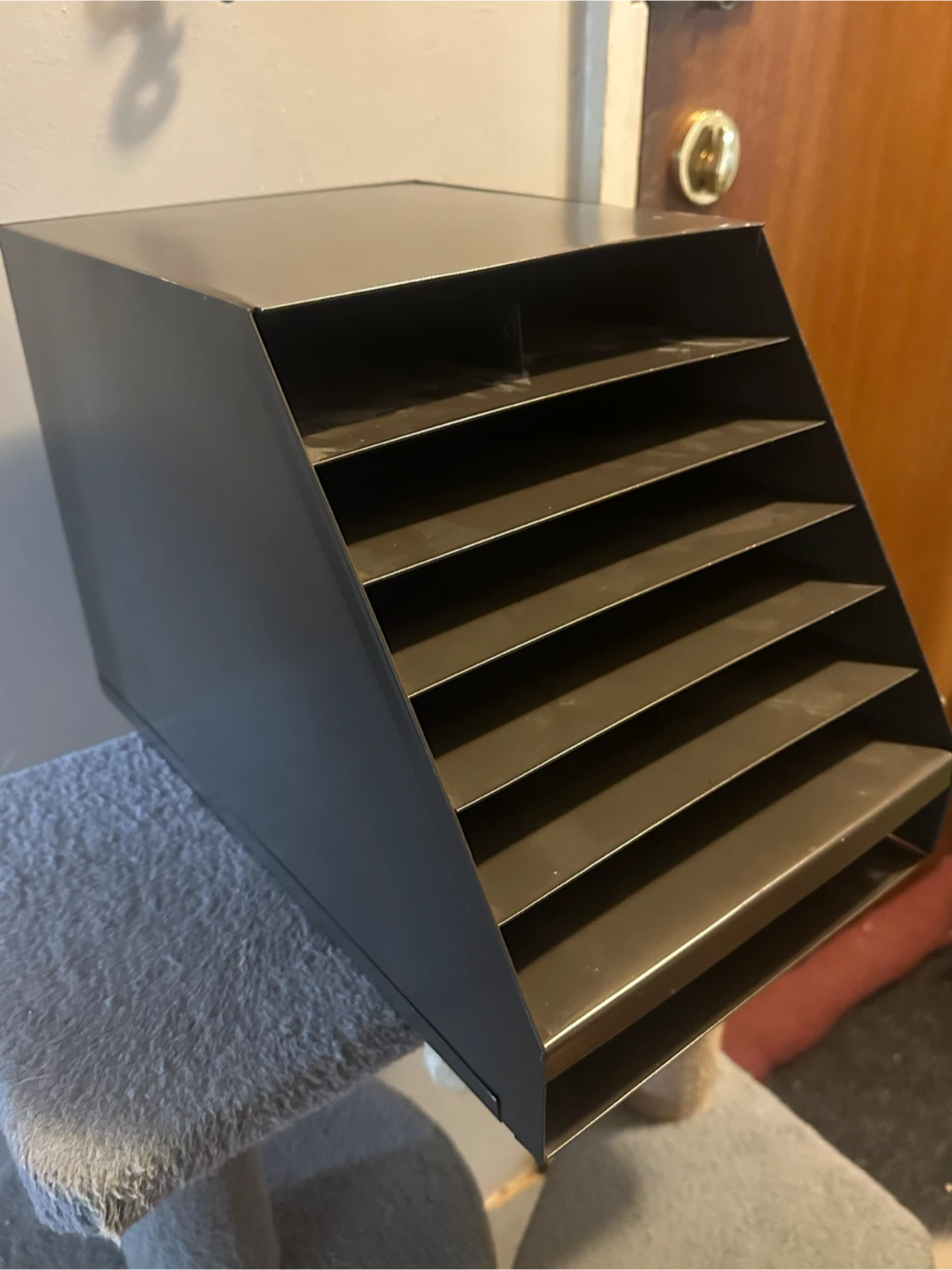 Vintage steel desk paper organizer