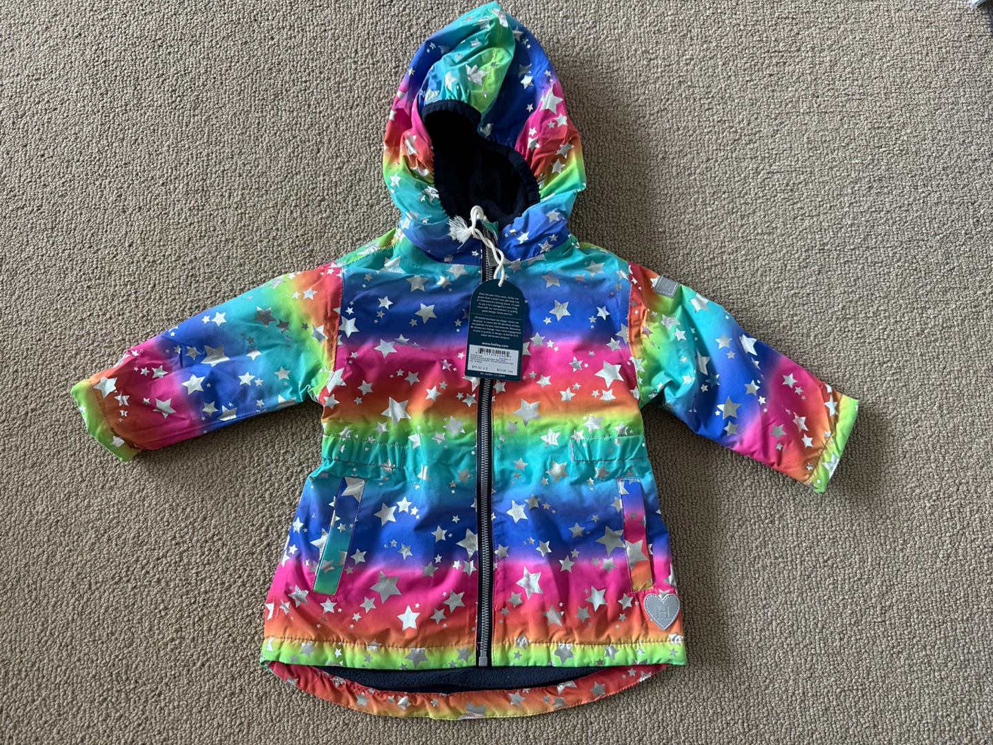 Hatley Rainbow Star Microfiber Rain Jacket Size 2
