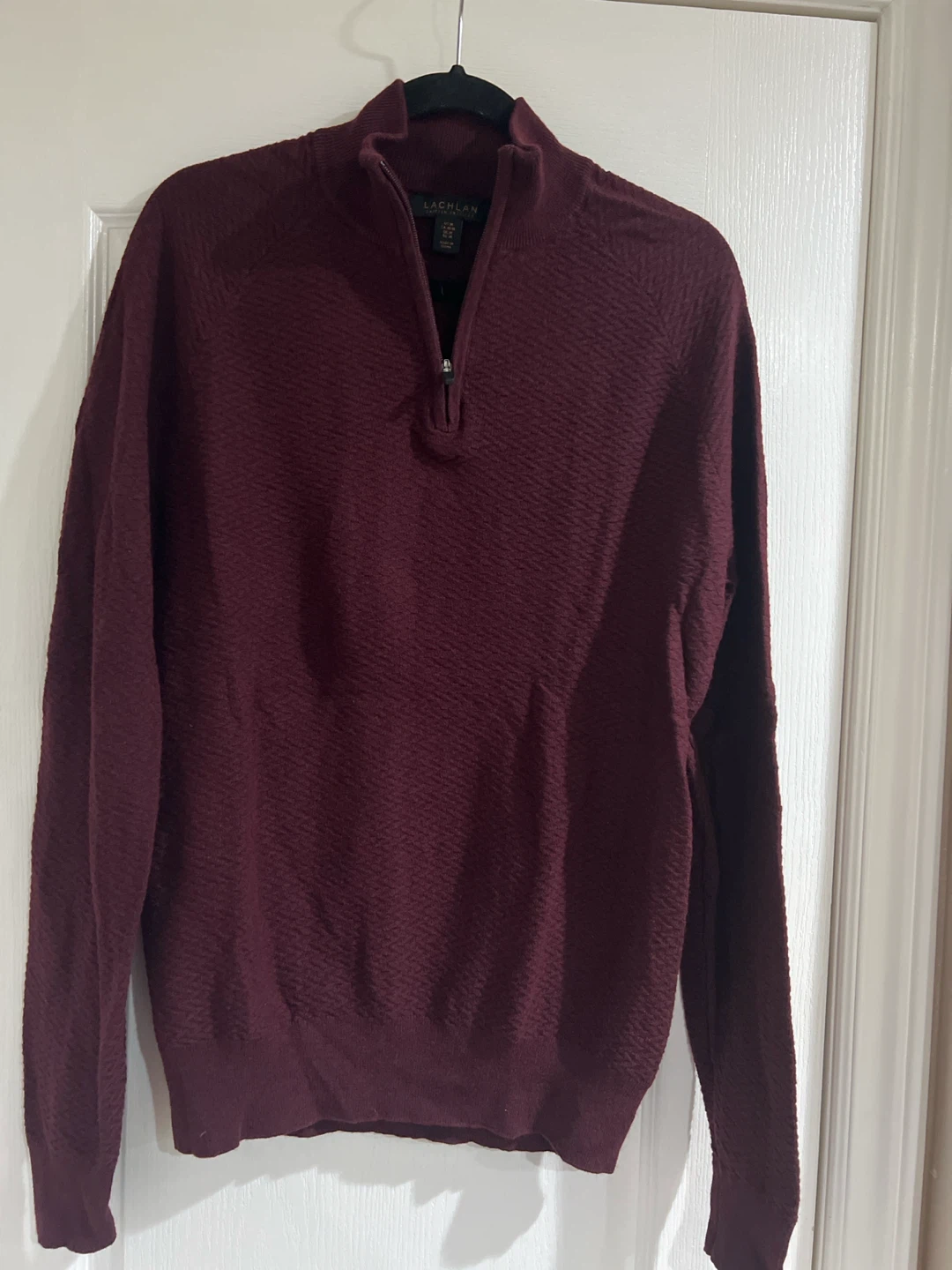 Lachlan 1/4 Zip Pullover Sweater - Burgundy - Size M - photo 2