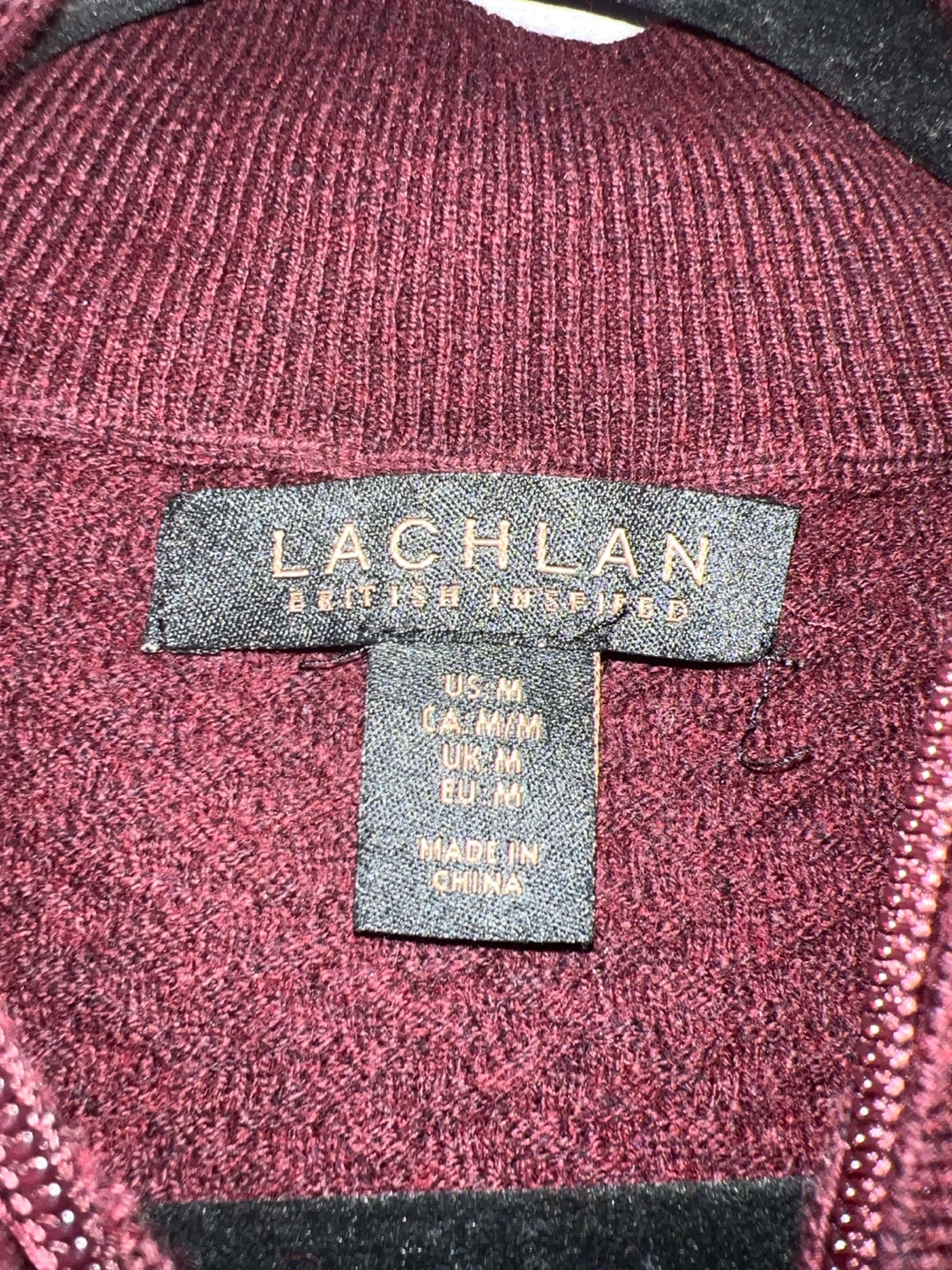 Lachlan 1/4 Zip Pullover Sweater - Burgundy - Size M - photo 3