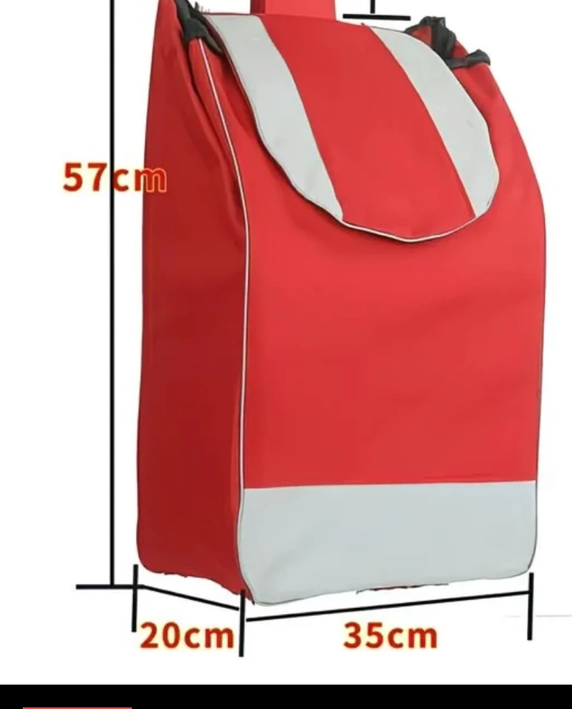 Red and White Rolling Shopping Cart