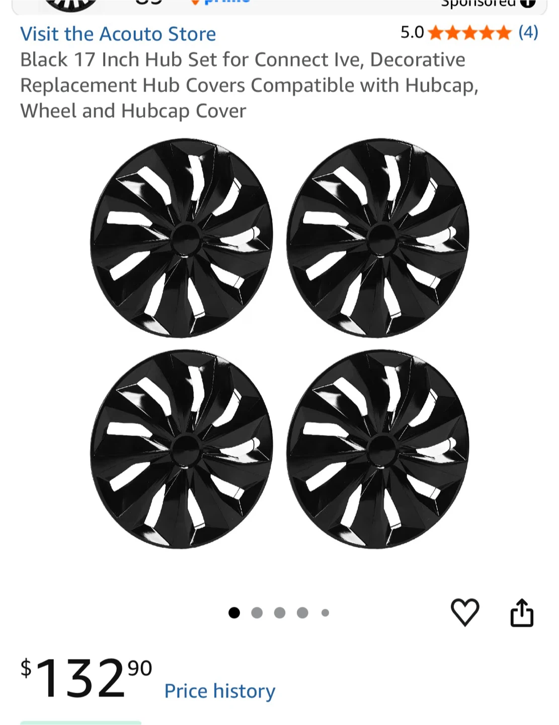 Black 17 Inch Hub Cap Set