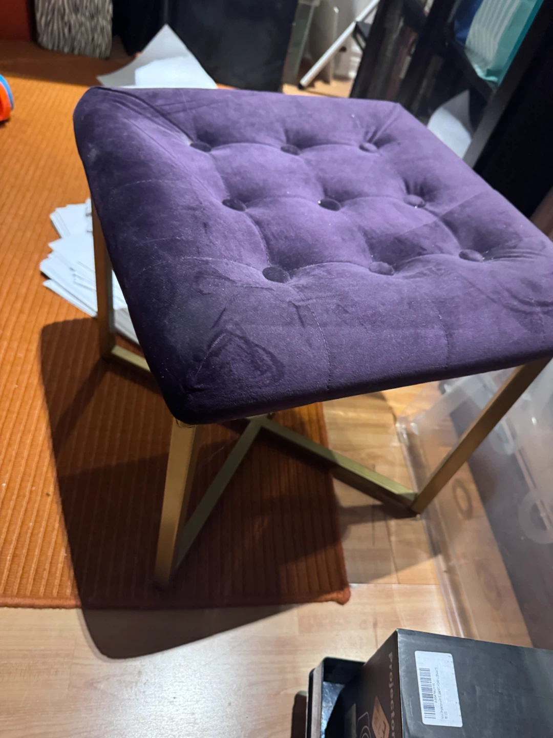 Purple Tufted Ottoman/Footstool