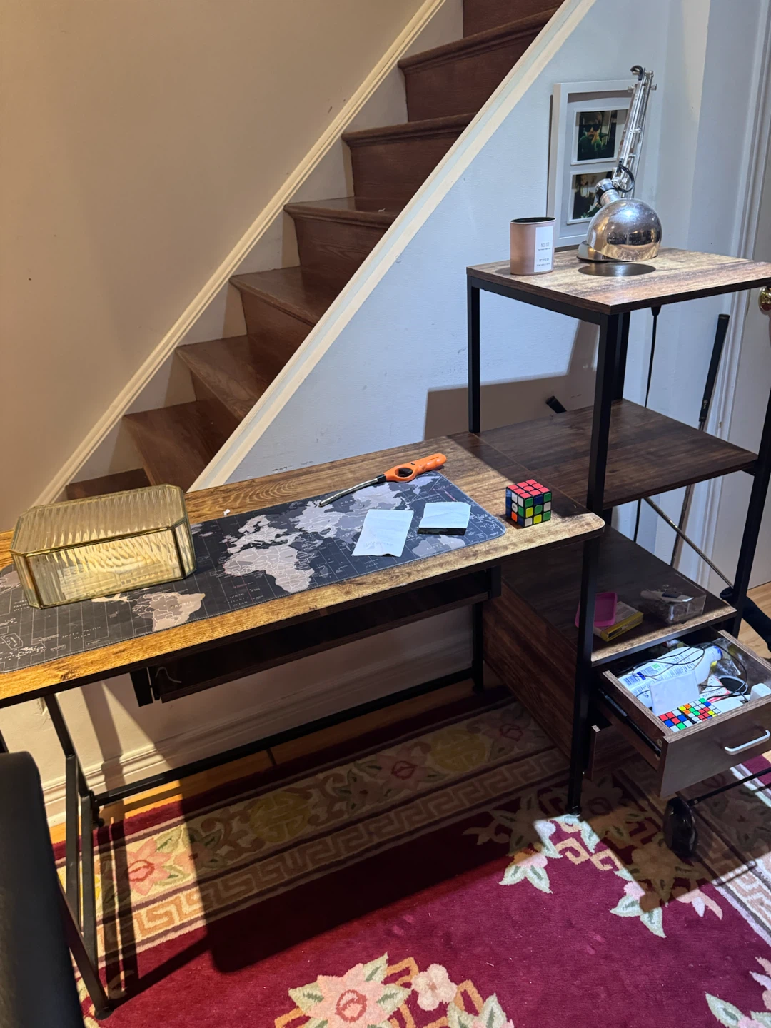 Wooden Desk with Shelving Unit