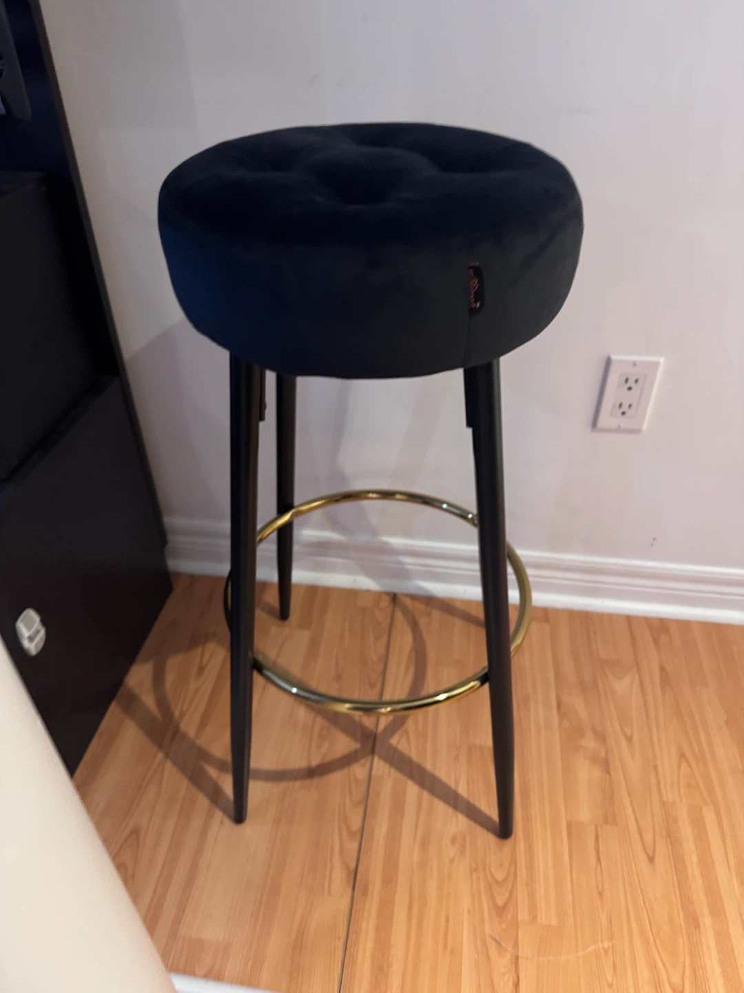 Black Velvet Bar Stools (Set of 2)