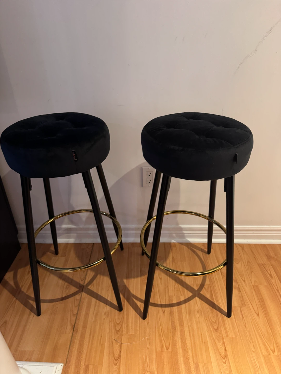 Black Velvet Bar Stools (Set of 2) - photo 2