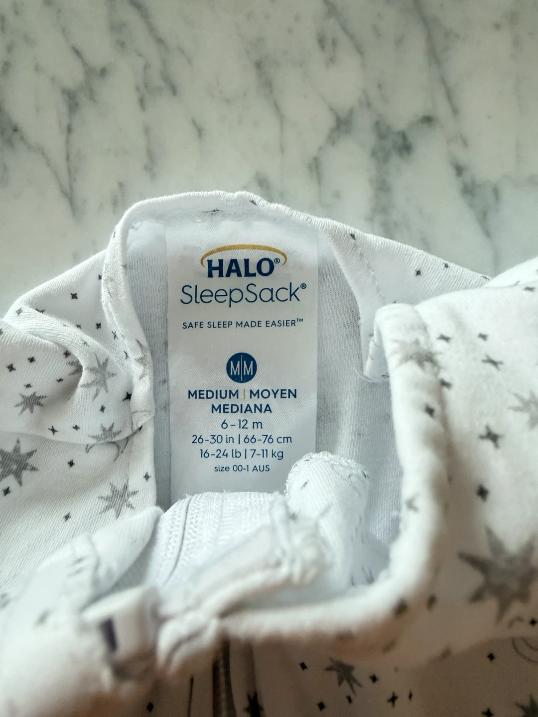 Halo SleepSack Medium White Star Print - photo 2