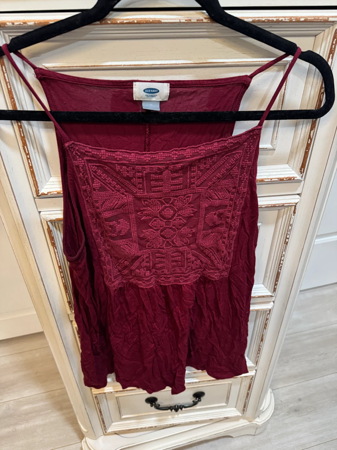 Old Navy Women's Burgundy Tank Top with Embroidery - photo 3