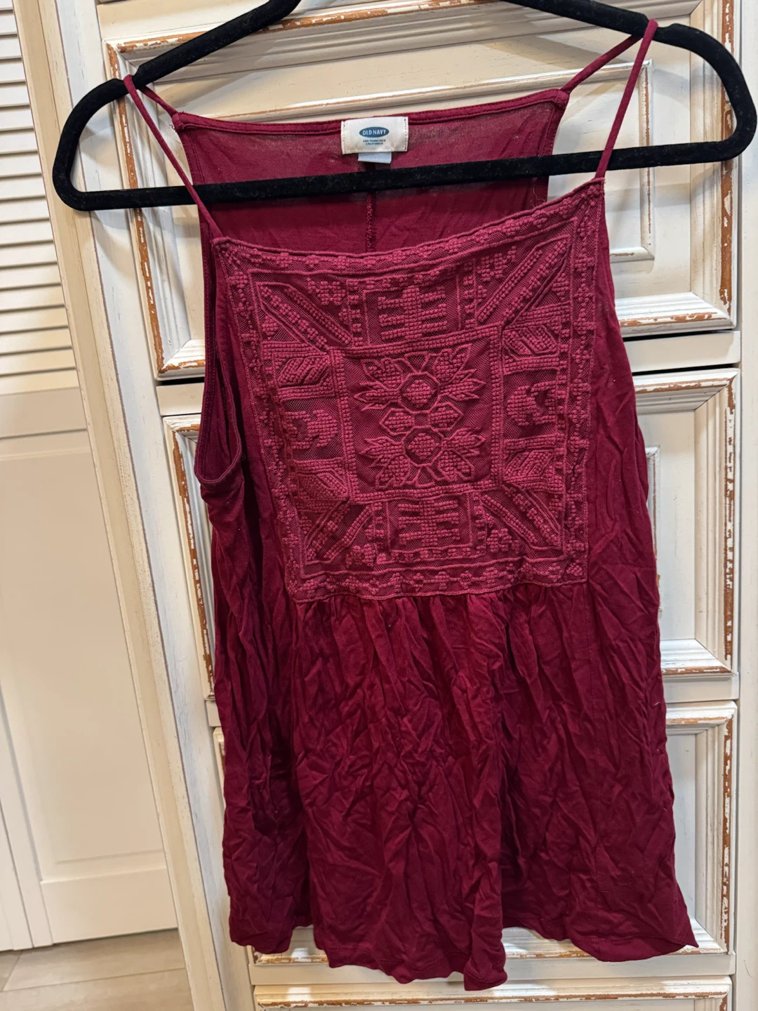 Old Navy Women's Burgundy Tank Top with Embroidery - photo 4