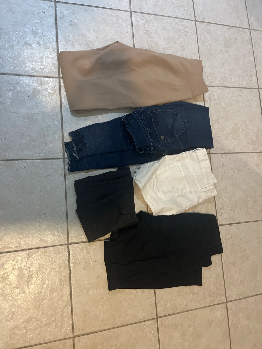 Assorted Women's Pants - Beige, Blue Jeans, White, Black
